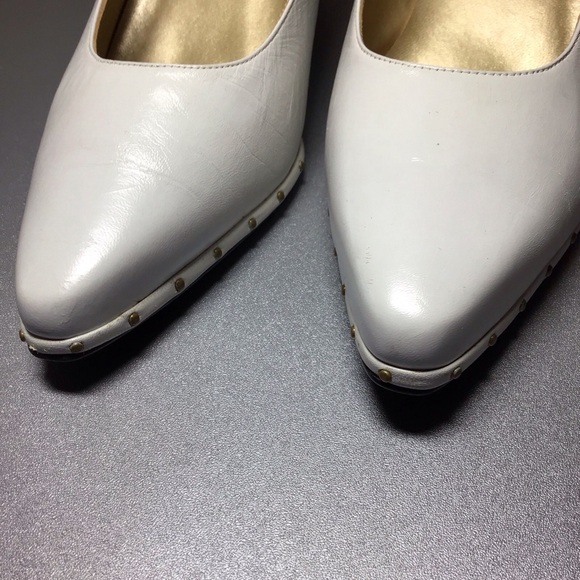 VINTAGE ROSINA FERRAGAMO SCHIAVONE LEATHER SHOES 8.5 MED NEED HEEL  REPAIR - Picture 5 of 9